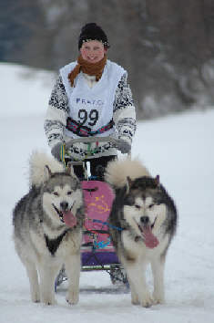 Sandrine avec Lady et Amarok son fils aux Pontets 2010